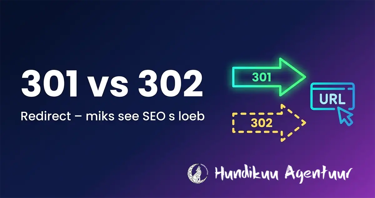 301 on püsiv, 302 on ajutine – ja see vahe mõjutab otseselt Google rankingut. Selgitame mõlemat koos .htaccess ja RankMath näidetega.